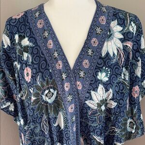 LOFT Blue and White Floral Kimono